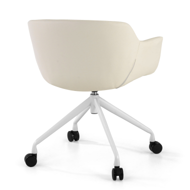 sedia da conferenza bianco bianco con ruote ecopelle braccioli imbottiti 6