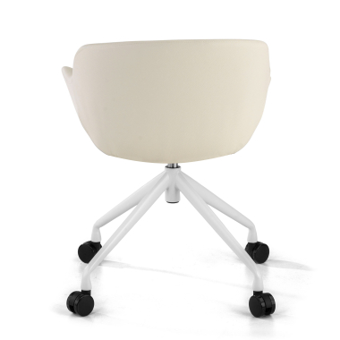 sedia da conferenza bianco bianco con ruote ecopelle braccioli imbottiti 7