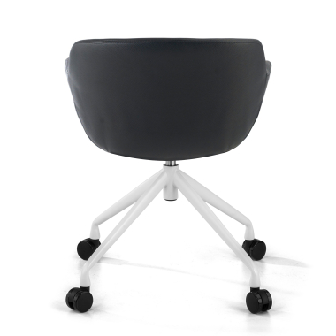 sedia da conferenza bianco nero con ruote ecopelle braccioli imbottiti 6