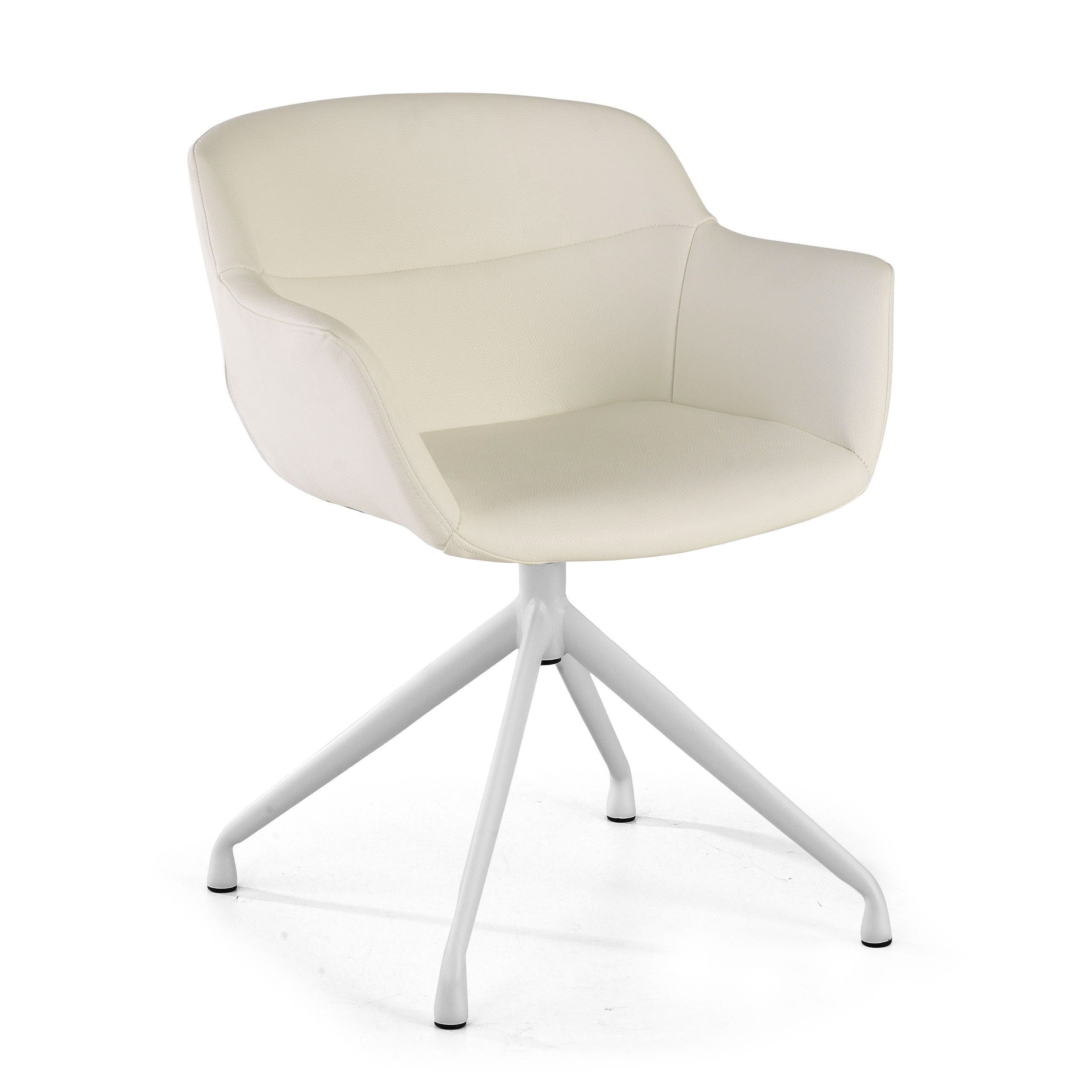 Sedia Riunione Ores, base piramidale, ottime finiture, ecopelle