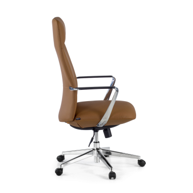 poltrona da ufficio beige schienale alto ecopelle braccioli fissi 4