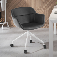 Sedia Girevole Ores, con ruote, Design Moderno, Pelle