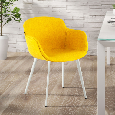 sedia da conferenza bianco giallo 4 gambe tessuto braccioli imbottiti 2