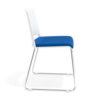 sedia da conferenza blu senza bracci rivestita tessuto senza braccioli 4