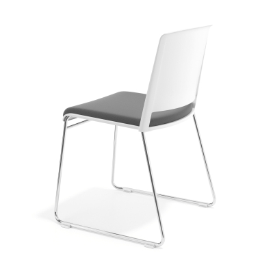 sedia da conferenza bianco grigio senza bracci rivestita tessuto senza braccioli 5