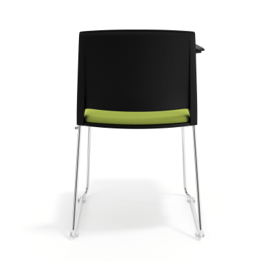 sedia con ribaltina nero verde con pala di scrittura rivestita tessuto senza braccioli 4