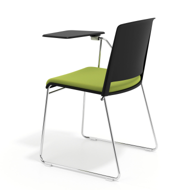 sedia con ribaltina nero verde con pala di scrittura rivestita tessuto senza braccioli 5