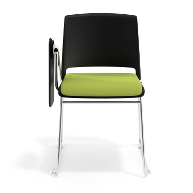 sedia con ribaltina nero verde con pala di scrittura rivestita tessuto senza braccioli 6
