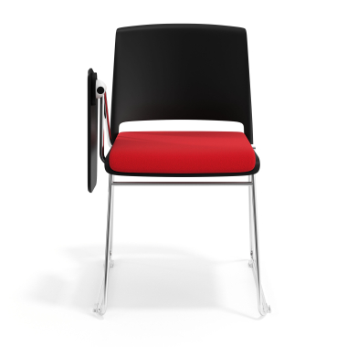 sedia con ribaltina nero rosso con pala di scrittura rivestita tessuto senza braccioli 6