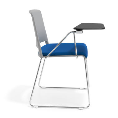 sedia con ribaltina grigio blu con pala di scrittura rivestita tessuto senza braccioli 3