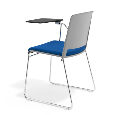 sedia con ribaltina grigio blu con pala di scrittura rivestita tessuto senza braccioli 5
