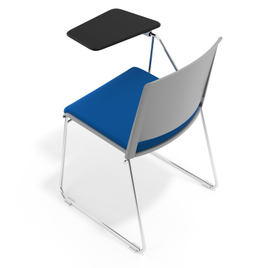 sedia con ribaltina grigio blu con pala di scrittura rivestita tessuto senza braccioli 7