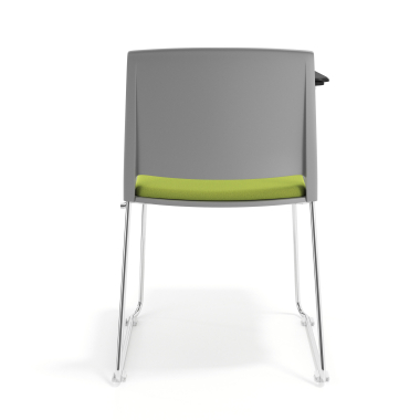 sedia con ribaltina grigio verde con pala di scrittura rivestita tessuto senza braccioli 4