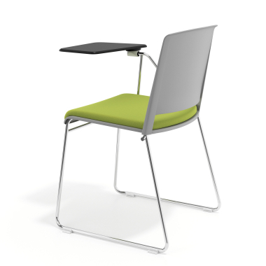 sedia con ribaltina grigio verde con pala di scrittura rivestita tessuto senza braccioli 5