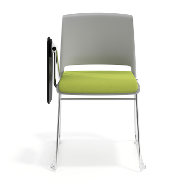 sedia con ribaltina grigio verde con pala di scrittura rivestita tessuto senza braccioli 6