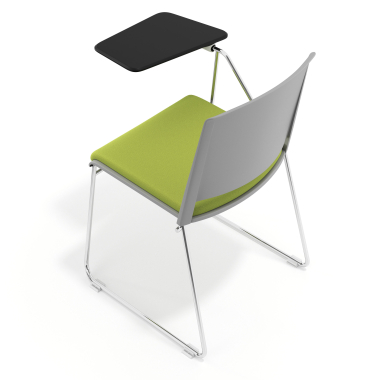 sedia con ribaltina grigio verde con pala di scrittura rivestita tessuto senza braccioli 7