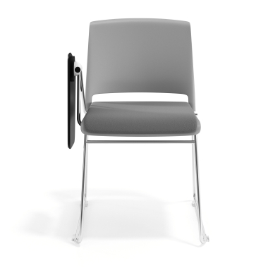 sedia con ribaltina grigio grigio con pala di scrittura rivestita tessuto senza braccioli 6