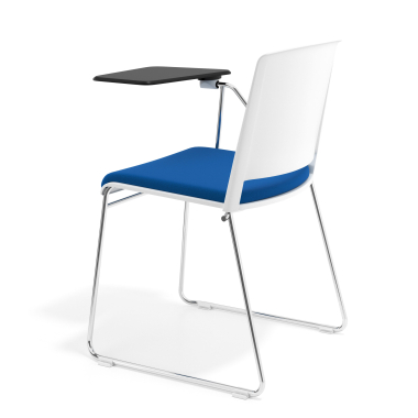 sedia con ribaltina bianco blu con pala di scrittura rivestita tessuto senza braccioli 5