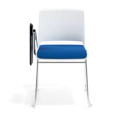 sedia con ribaltina bianco blu con pala di scrittura rivestita tessuto senza braccioli 6