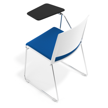 sedia con ribaltina bianco blu con pala di scrittura rivestita tessuto senza braccioli 7