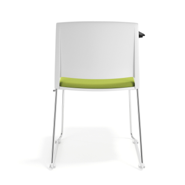sedia con ribaltina bianco verde con pala di scrittura rivestita tessuto senza braccioli 4