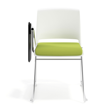 sedia con ribaltina bianco verde con pala di scrittura rivestita tessuto senza braccioli 6