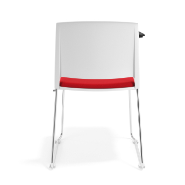 sedia con ribaltina bianco rosso con pala di scrittura rivestita tessuto senza braccioli 4
