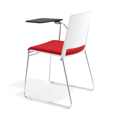 sedia con ribaltina bianco rosso con pala di scrittura rivestita tessuto senza braccioli 5