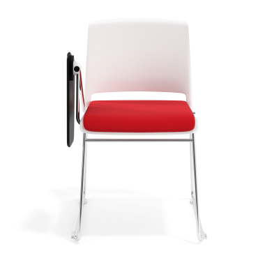 sedia con ribaltina bianco rosso con pala di scrittura rivestita tessuto senza braccioli 6