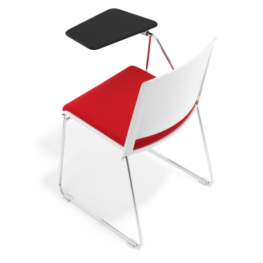 sedia con ribaltina bianco rosso con pala di scrittura rivestita tessuto senza braccioli 7
