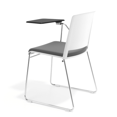 sedia con ribaltina bianco grigio con pala di scrittura rivestita tessuto senza braccioli 5
