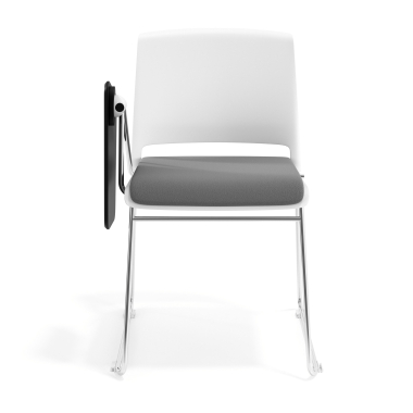 sedia con ribaltina bianco grigio con pala di scrittura rivestita tessuto senza braccioli 6