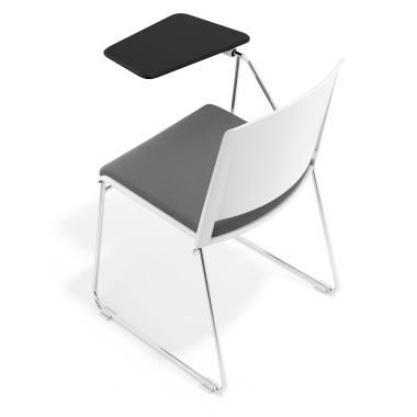 sedia con ribaltina bianco grigio con pala di scrittura rivestita tessuto senza braccioli 7