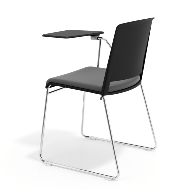 sedia con ribaltina nero grigio con pala di scrittura rivestita tessuto senza braccioli 5