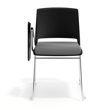 sedia con ribaltina nero grigio con pala di scrittura rivestita tessuto senza braccioli 6