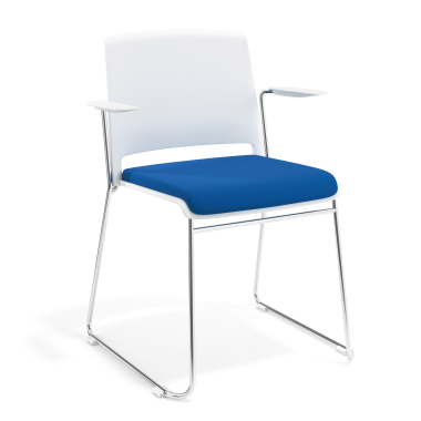sedia da conferenza bianco blu con bracci rivestita tessuto senza braccioli 1