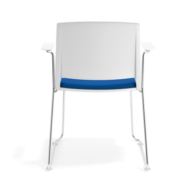 sedia da conferenza bianco blu con bracci rivestita tessuto senza braccioli 4