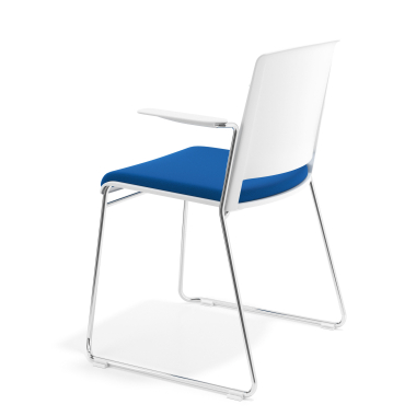 sedia da conferenza bianco blu con bracci rivestita tessuto senza braccioli 5