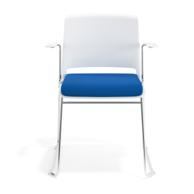 sedia da conferenza bianco blu con bracci rivestita tessuto senza braccioli 6