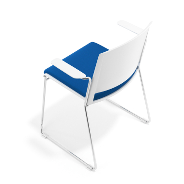 sedia da conferenza bianco blu con bracci rivestita tessuto senza braccioli 7