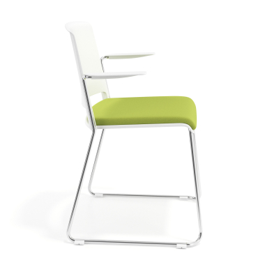 sedia da conferenza bianco verde con bracci rivestita tessuto senza braccioli 3