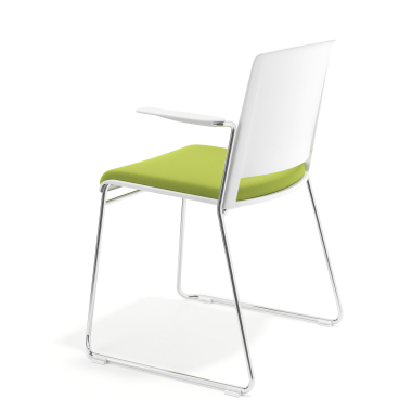 sedia da conferenza bianco verde con bracci rivestita tessuto senza braccioli 5