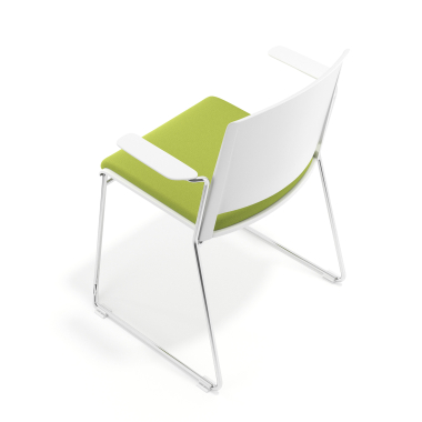 sedia da conferenza bianco verde con bracci rivestita tessuto senza braccioli 7
