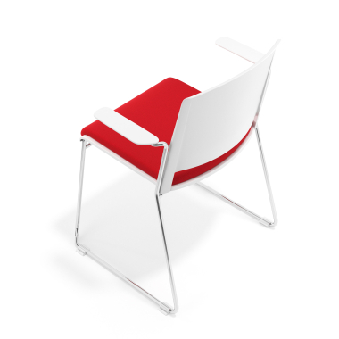 sedia da conferenza bianco rosso con bracci rivestita tessuto senza braccioli 7