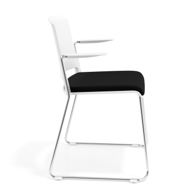sedia da conferenza bianco nero con bracci rivestita tessuto senza braccioli 3