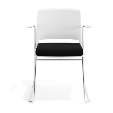 sedia da conferenza bianco nero con bracci rivestita tessuto senza braccioli 6