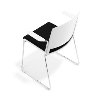sedia da conferenza bianco nero con bracci rivestita tessuto senza braccioli 7