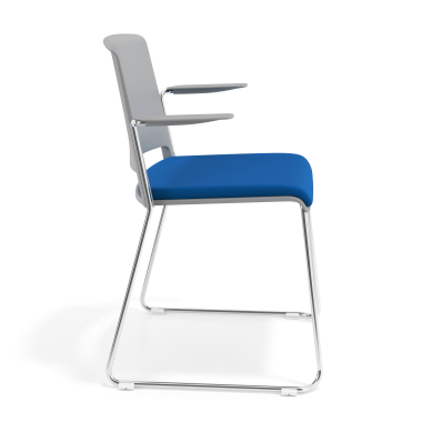 sedia da conferenza grigio blu con bracci rivestita tessuto senza braccioli 3