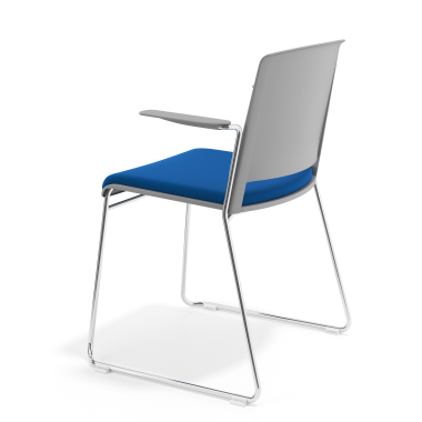 sedia da conferenza grigio blu con bracci rivestita tessuto senza braccioli 5