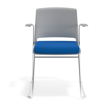sedia da conferenza grigio blu con bracci rivestita tessuto senza braccioli 6